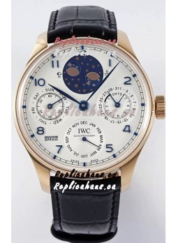 IWC Portuguese Perpetual Calendar Rose Gold Swiss Replica Watch REF. IW503302