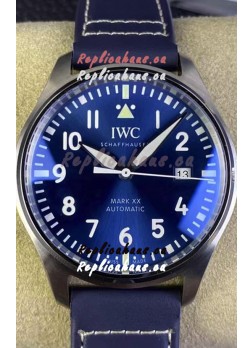 IWC Pilot MARK XX Series IW328203 1:1 Mirror Swiss Replica Watch in Blue Dial Leather Strap