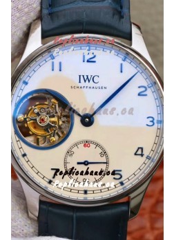 IWC Portuguese Genuine Swiss Tourbillon Movement Watch in White Dial