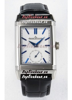 Jaeger-LeCoultre Reverso Super Clone DuoFace Blue/White Steel Replica Watch 