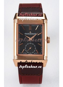 Jaeger-LeCoultre Reverso Super Clone DuoFace Green/White Rose Gold Replica Watch 