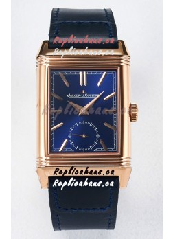 Jaeger-LeCoultre Reverso Super Clone DuoFace Blue/White Rose Gold Replica Watch 