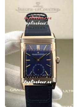 Jaeger-LeCoultre Reverso DuoFace Rose Gold Casing Watch Blue Dial in Swiss Automatic Movement