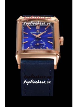 Jaeger LeCoultre Reverso Swiss Replica Watch in Rose Gold Casing - Blue Dial 