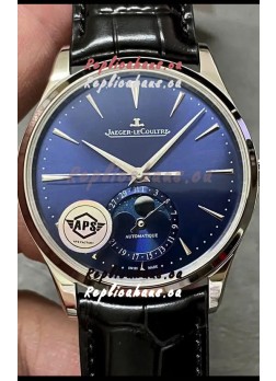 Jaeger LeCoultre Master Ultra Thin Moon Blue Dial 904L Steel 1:1 Mirror Replica Watch