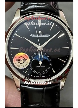 Jaeger LeCoultre Master Ultra Thin Moon Black Dial 904L Steel 1:1 Mirror Replica Watch