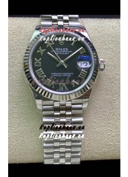 Rolex Datejust 31MM ETA-2671 Movement Swiss Replica in 904L Steel in Black Roman Dial
