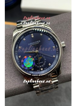 Longines Master Collection Automatic Moonphase Blue Dial Swiss Replica Watch Steel Strap