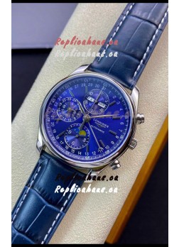 Longines Master Collection REF L2.673.4.92.0 Swiss Replica Watch in Blue Dial Leather Strap