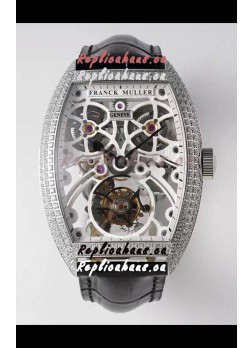 Franck Muller Fast Tourbillon Edition 1:1 Mirror Swiss Replica Watch in Diamonds Casing 