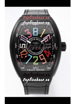 Franck Muller Vanguard Crazy Color Hours in DLC Coated Casing Swiss Replica Watch 