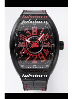 Franck Muller Vanguard Crazy Hours in DLC Coated Casing Black Dial Swiss Replica Watch 