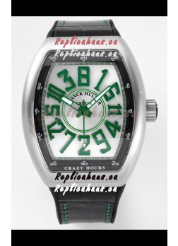 Franck Muller Vanguard Crazy Hours in Stainless Steel - White Dial Swiss Replica Watch 