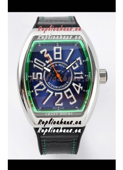 Franck Muller Vanguard Crazy Hours Steel Blue Dial Swiss Replica Watch 