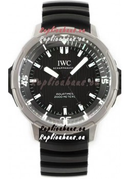 IWC Aquatimer IW358002 1:1 Titanium Mirror Swiss Replica Watch in Black Dial Rubber Strap