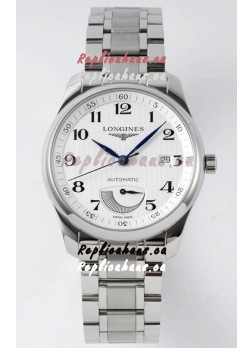 Longines Master Collection Automatic Power Reserve White Dial Swiss Replica Watch Steel Strap