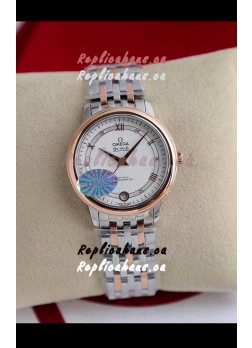 Omega De Ville Edition Swiss Automatic Watch in Two Tone Rose Gold White Dial 