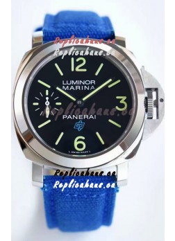Panerai Marina PAM00777 Logo Acciaio Black Dial in 1:1 Mirror Quality - 904L Steel in Canvas Strap 