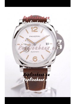 Panerai Luminor DUE PAM1046 White Dial 42MM 1:1 Mirror Quality - 904L Steel in Leather Strap 