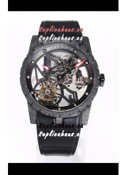 Roger Dubuis Excalibur Spider Flying Tourbillon Skeleton Carbon Casing 42MM 1:1 Mirror Swiss Watch