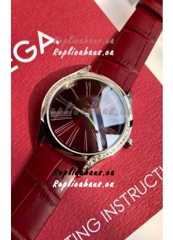 Omega De Ville Tresor Edition Swiss Quartz Watch 36MM Steel Casing Red Dial