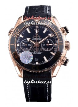 Omega Seamaster Planet Ocean 600M Sedna Gold Leather Strap 45.5MM 1:1 Mirror Replica Watch 