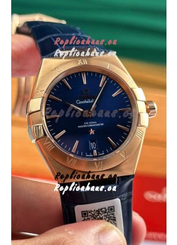Omega Co-Axial Constellation 39MM Rose Gold Bue Dial 1:1 Mirror Replica Watch