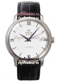 Omega De-Ville Annual Co-Axial Swiss Replica Watch 1:1 Mirror Edition in White Dial 39.5MM