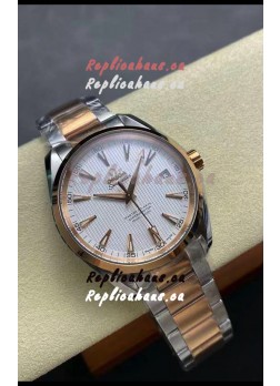 Omega Aqua Terra 150M White Dial 904L Two Tone Rose Gold Casing 1:1 Mirror Replica 41MM 