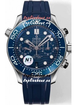 Omega Seamaster Co-Axial Master Chronograph Stainless Steel Blue Strap 44MM 1:1 Mirror Replica