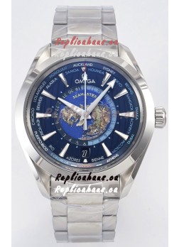 Omega Aqua Terra 150M Wolrd Timer 24 Blue Dial 904L Steel 1:1 Mirror Replica 41MM 