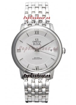 Omega De Ville Co-Axial Chronometer 36.8MM Swiss Replica Watch in Silver Dial 