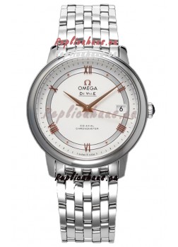 Omega De Ville Co-Axial Chronometer 36.8MM Swiss Replica Watch in White Dial
