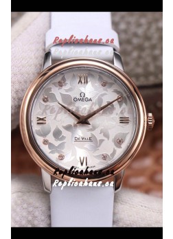 Omega De Ville Floral Dial Swiss Quartz Movement in Two Tone Casing - Steel Dial