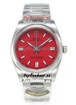 Rolex Oyster Perpetual Super Clone REF#126000 36MM Swiss Movement Swiss Replica Red Dial Swiss Replica