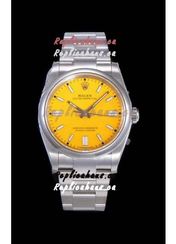 Rolex Oyster Perpetual REF#124300 41MM Cal.3230 Movement Swiss Replica Yellow Dial 904L Steel 1:1 Mirror Replica Watch