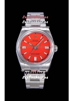 Rolex Oyster Perpetual REF#124300 41MM Cal.3230 Movement Swiss Replica Red Dial 904L Steel 1:1 Mirror Replica Watch