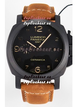 Panerai Super Clone Luminor Marina 42MM PAM441 GMT Ceramica Case Swiss Replica Watch