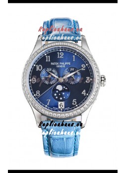 Patek Philippe Complications 4948G Annual Calendar Moonphase Blue Dial White Gold Swiss Replica 