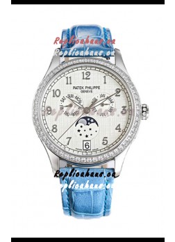 Patek Philippe Complications 4948G Annual Calendar Moonphase White Dial White Gold Swiss Replica 