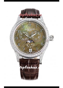 Patek Philippe Complications 4948G Annual Calendar Moonphase Pearl Dial White Gold Swiss Replica 