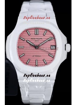 Patek Philippe Nautilus 5711 AET Remould White Ceramic Edition Pink Dial Swiss Replica Watch