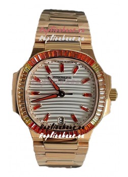 Patek Philippe Nautilus 7118R 35MM 1:1 Rose Gold Case White Dial 1:1 Mirror Replica Watch