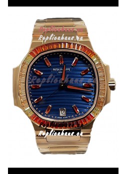 Patek Philippe Nautilus 7118R 35MM 1:1 Rose Gold Case Blue Dial 1:1 Mirror Replica Watch