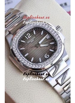 Patek Philippe Nautilus 7010/1G-012 32MM 1:1 Mirror Replica - Genuine Diamonds on Bezel 