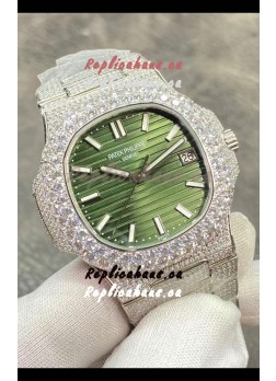 Patek Philippe Super Clone Nautilus 5711/1A-014 Diamonds Paved Edition Green Dial