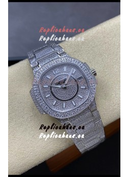Patek Philippe Nautilus 7010 Diamonds Paved Stainless Steel 32MM 1:1 Mirror Replica - Genuine Diamonds