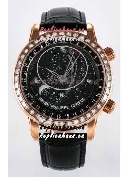 Patek Philippe 6104R Grand Complications Superclone Watch in Rose Gold - Diamonds Bezel 