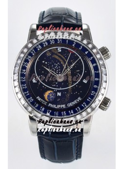 Patek Philippe 6104 Grand Complications Superclone Watch in Stainless Steel - Diamonds Bezel 