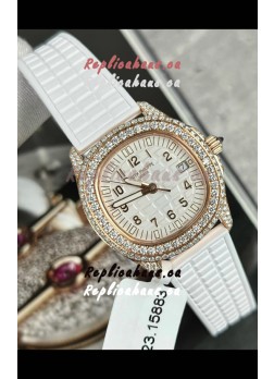 Patek Philippe Superclone Aquanaut 5069R Mossanites Paved Watch in Rose Gold Casing